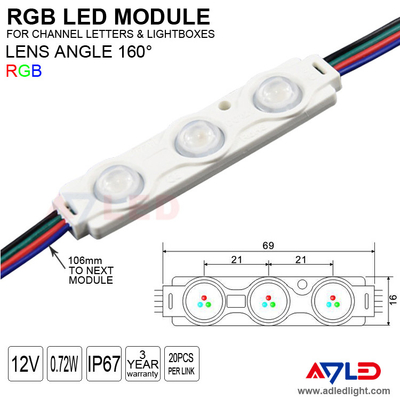 أضواء وحدة RGB LED SMD 5050 لافتات إضاءة خلفية مقاومة للماء 3 ألوان متغيرة 12 فولت