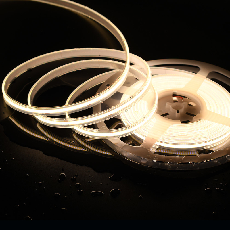 480 LEDs / m COB LED شريط 12V / 24V 5m الطول عرض مرن خال من البقع البيضاء الدافئة / الباردة